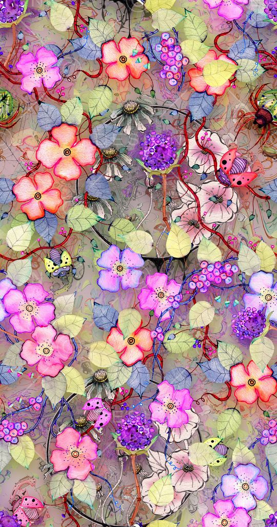 水彩花卉印花华亿平台图片