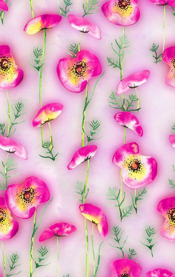 水彩花卉印花华亿平台图片