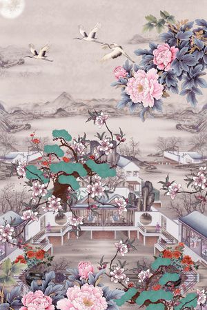 仙鹤印花华亿平台图片