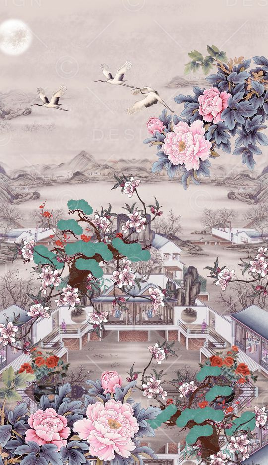 仙鹤印花华亿平台图片