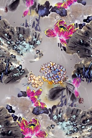 清爽底花卉印花华亿平台图片