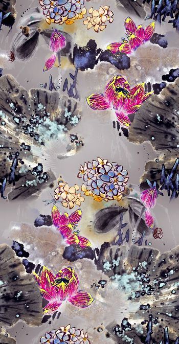 清爽底花卉印花华亿平台图片