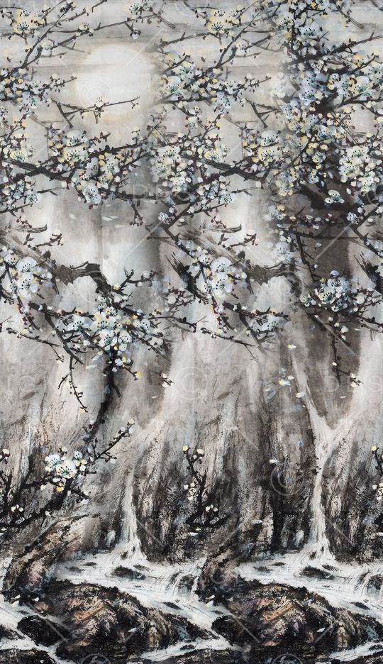 中国风定位花印花华亿平台图片