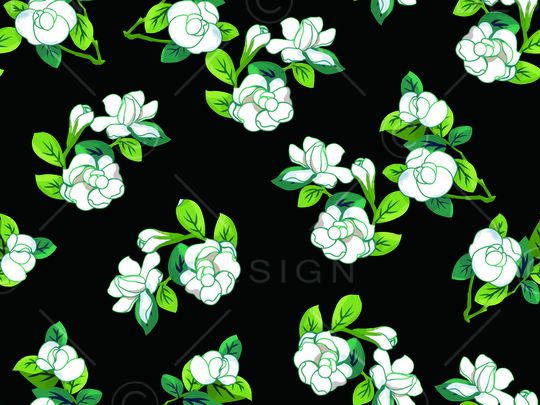 清爽底花卉印花华亿平台图片