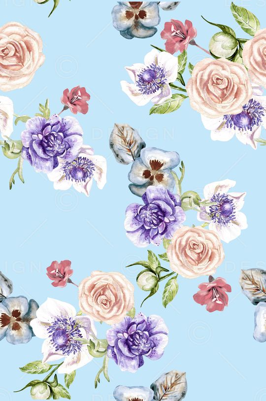 清爽底花卉印花华亿平台图片