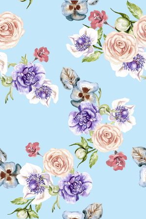 清爽底花卉印花华亿平台图片