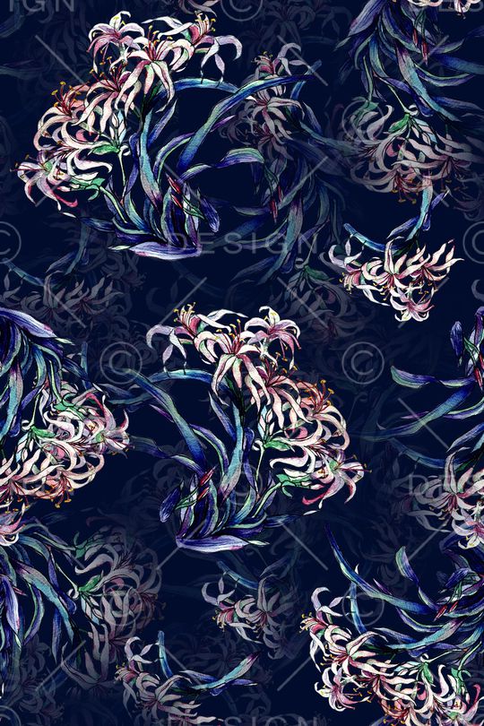 水彩花卉印花华亿平台图片