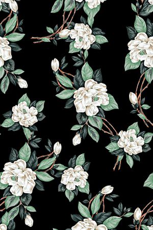 手绘大花印花华亿平台图片