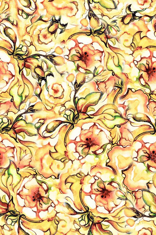 手绘花卉印花华亿平台图片