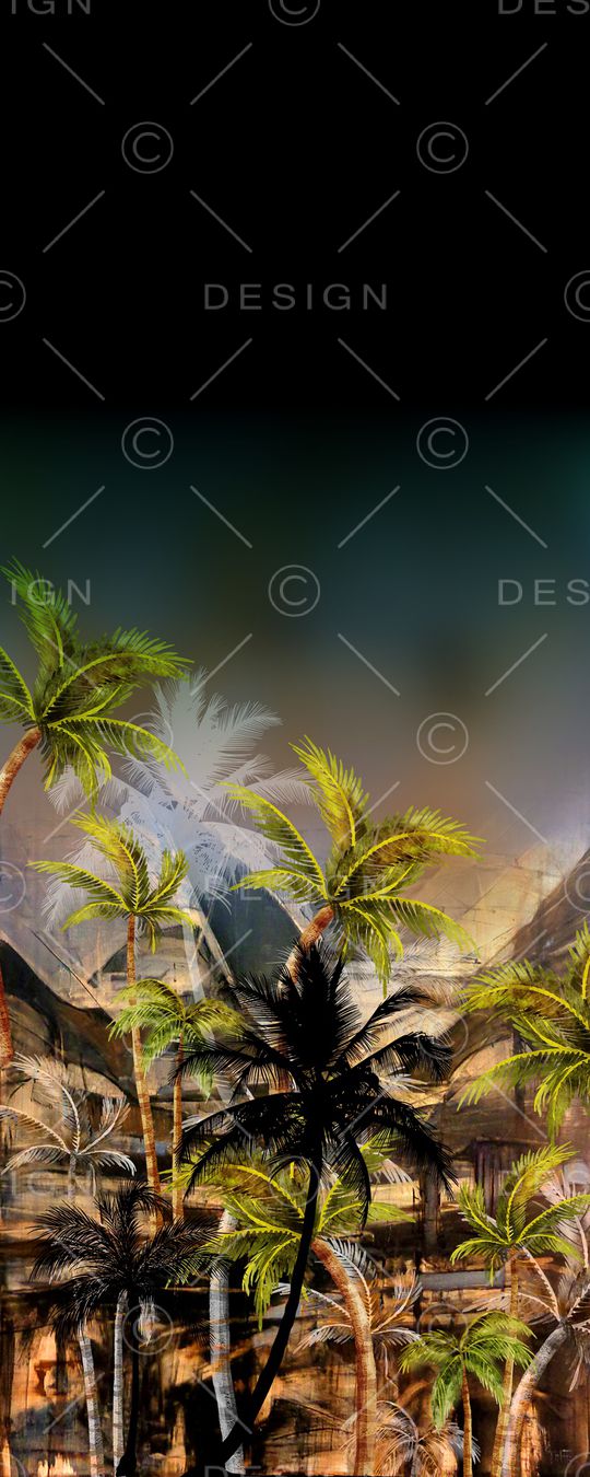 椰子树印花华亿平台图片