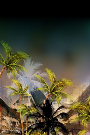 椰子树印花华亿平台图片