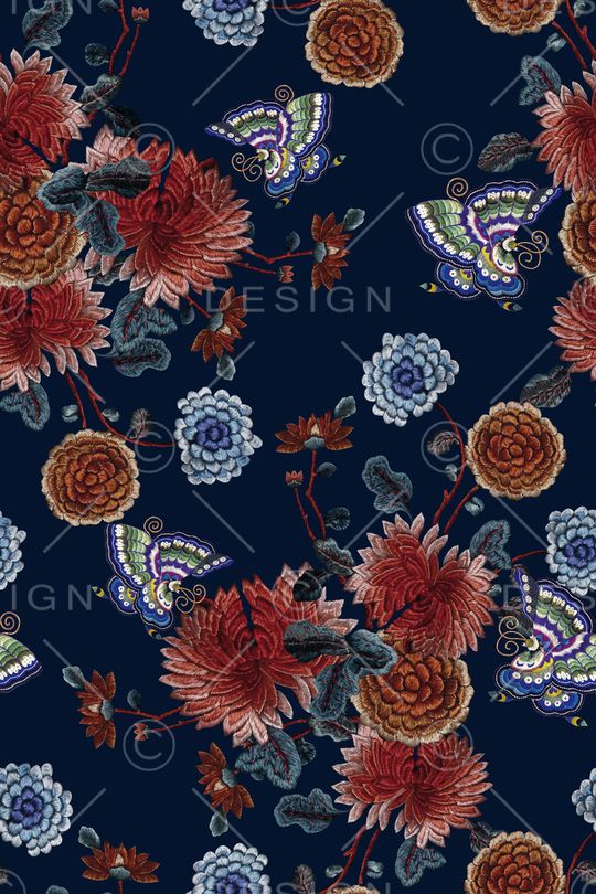 蝴蝶印花华亿平台图片