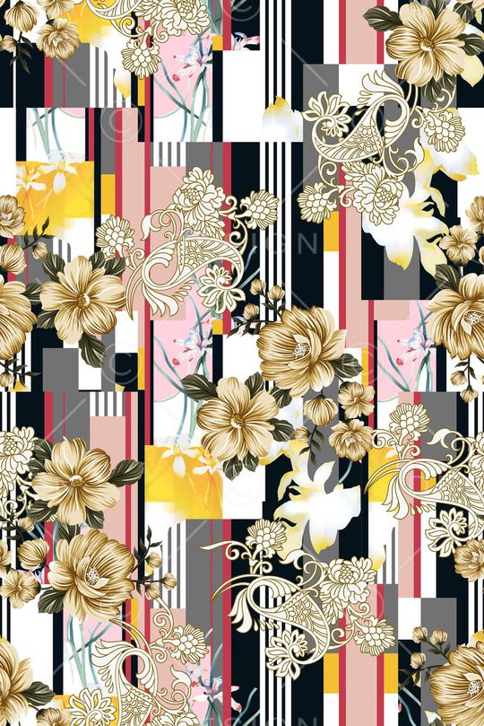 几何花卉印花华亿平台图片