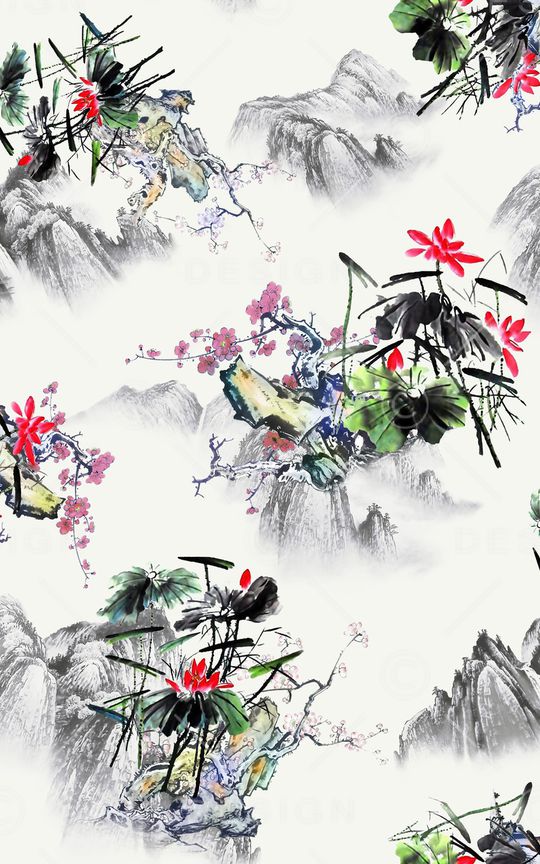 水墨风印花华亿平台图片