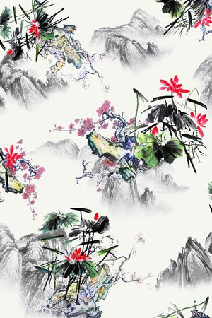 水墨风印花华亿平台图片