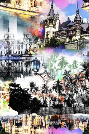 风景景观印花华亿平台图片