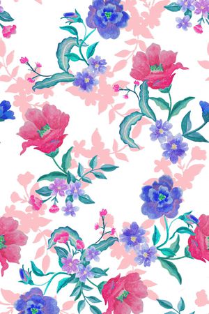 手绘花卉印花华亿平台图片