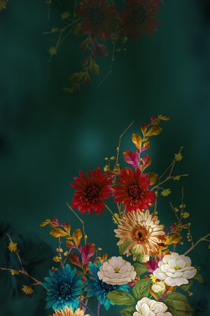 水彩花卉印花华亿平台图片