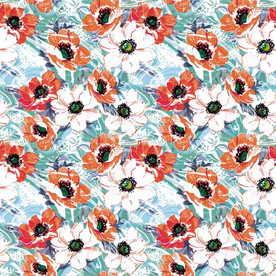 水彩花卉印花华亿平台图片