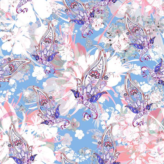 手绘花卉印花华亿平台图片