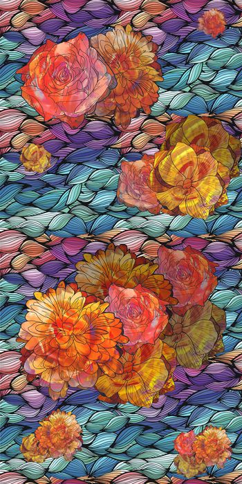 几何花卉印花华亿平台图片