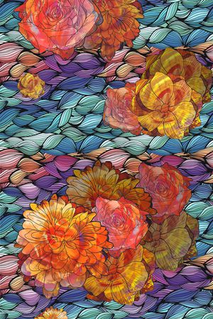 几何花卉印花华亿平台图片