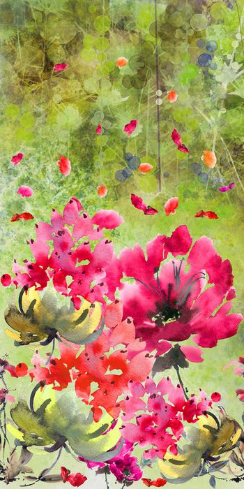 彩底花卉印花华亿平台图片