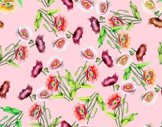 清爽底花卉印花华亿平台图片