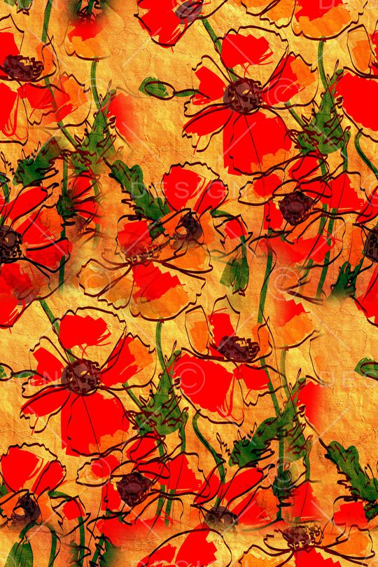 手绘花卉印花华亿平台图片