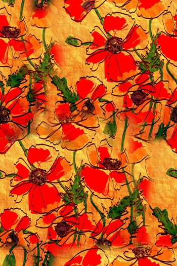 手绘花卉印花华亿平台图片