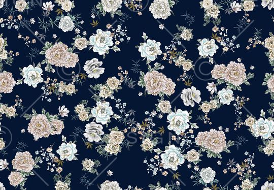 水彩花卉印花华亿平台图片