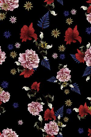 水彩花卉印花华亿平台图片