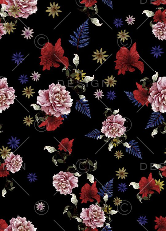 水彩花卉印花华亿平台图片