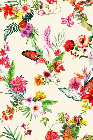 水彩花卉印花华亿平台图片