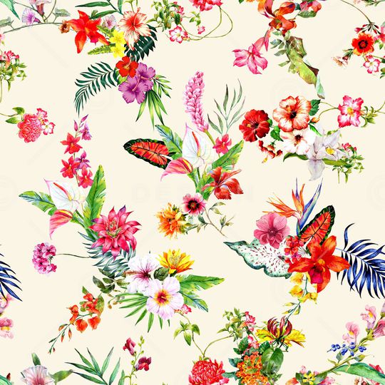 水彩花卉印花华亿平台图片