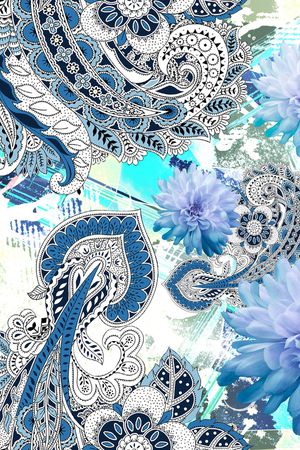 清爽底花卉印花华亿平台图片