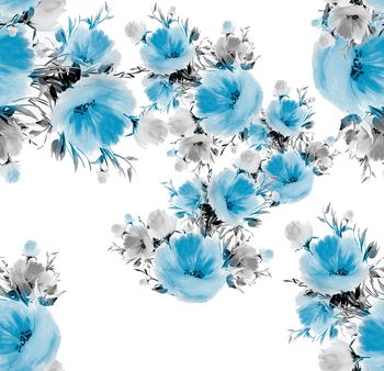 手绘花卉印花华亿平台图片