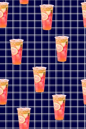 格子图文组合印花华亿平台图片