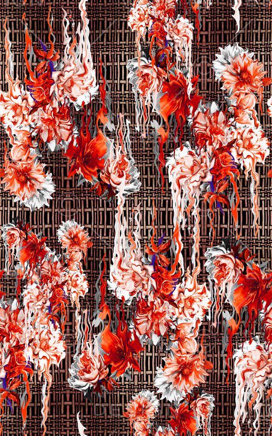 水彩花卉印花华亿平台图片