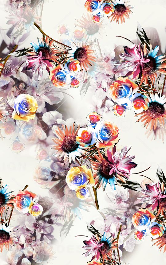 水彩花卉印花华亿平台图片