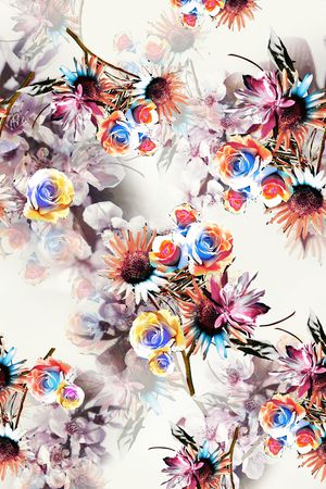 水彩花卉印花华亿平台图片