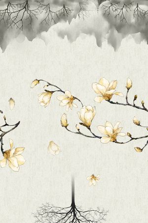 水墨水墨画印花华亿平台图片