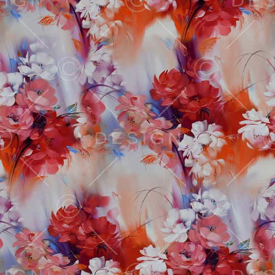 手绘玫瑰印花华亿平台图片