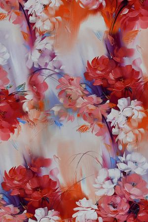 手绘玫瑰印花华亿平台图片