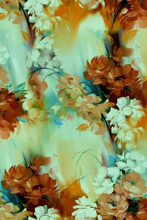 手绘玫瑰印花华亿平台图片