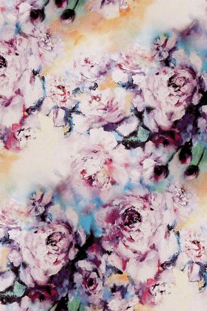 手绘玫瑰印花华亿平台图片