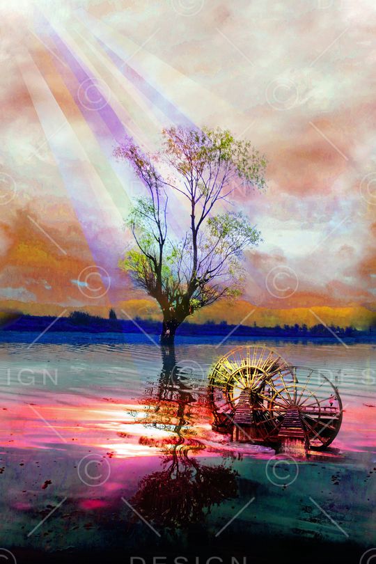 树倒影印花华亿平台图片