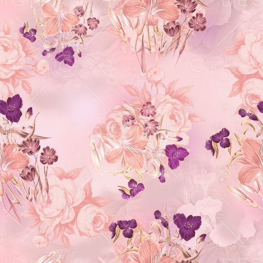 清爽底花卉印花华亿平台图片