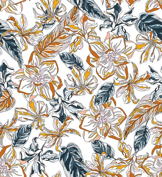 清爽底花卉印花华亿平台图片