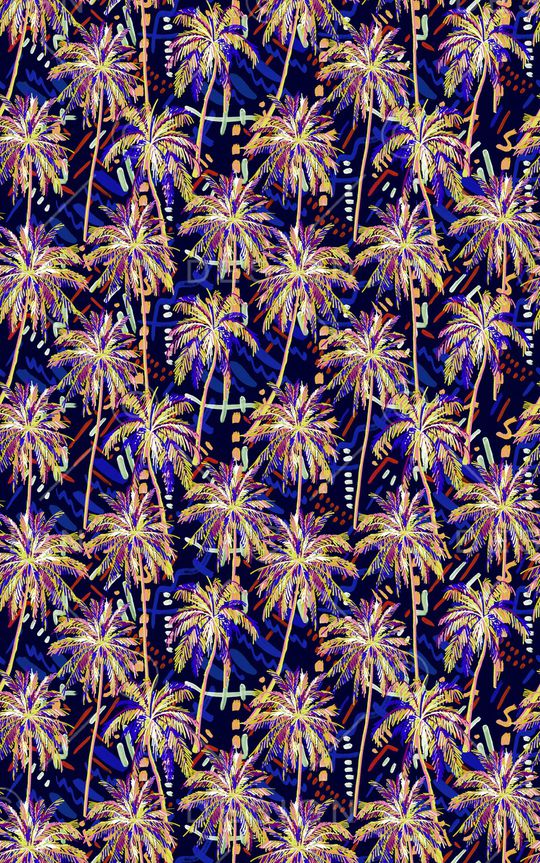 椰子树印花华亿平台图片